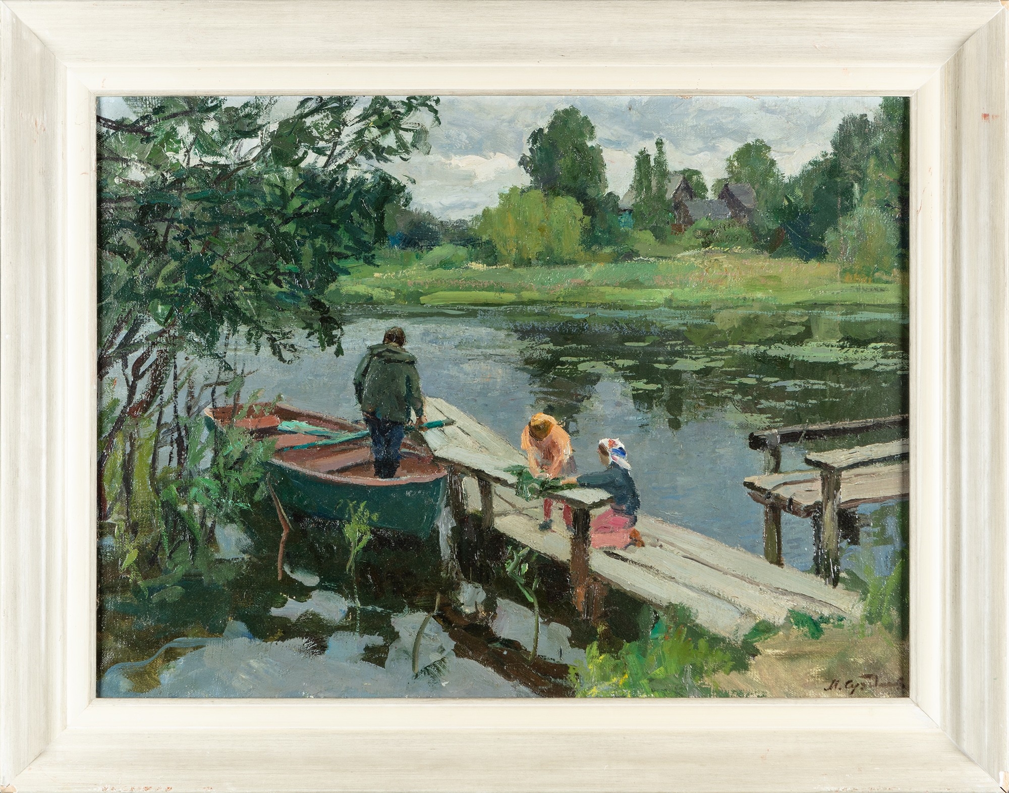 Artwork by G. Seifert, Fishermen in moonlight, Made of oil