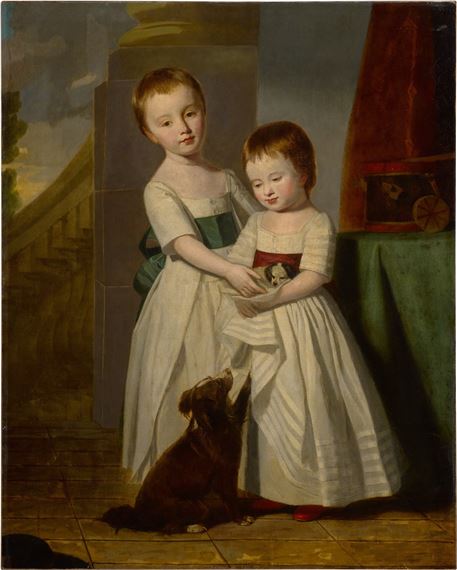 George Romney | Portrait of a young boy and girl with their dog and ...