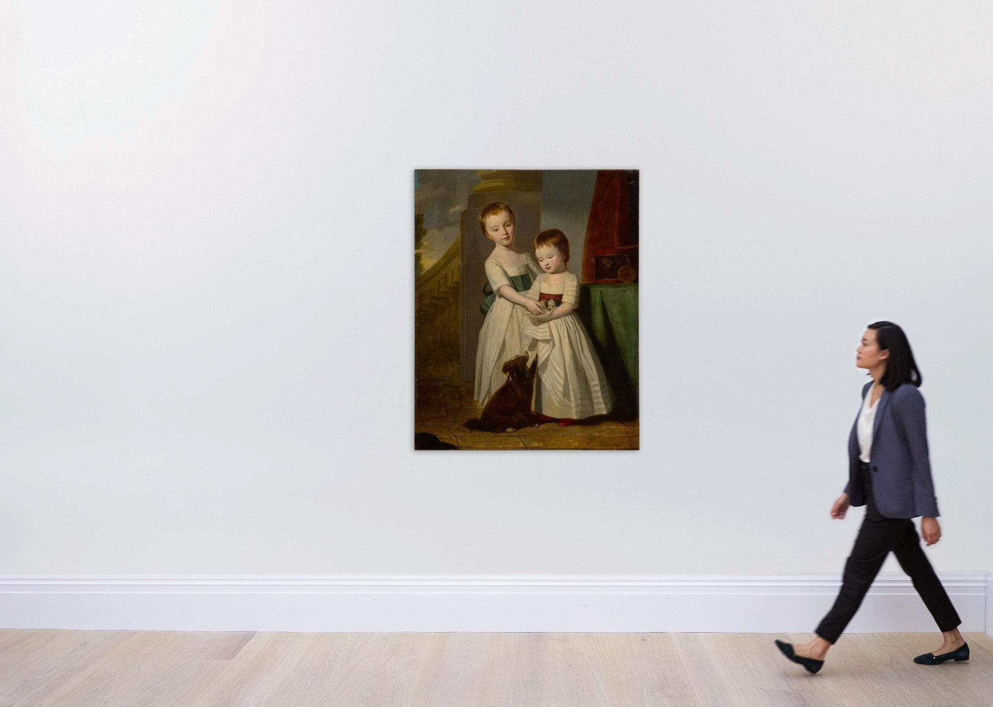 George Romney | Portrait of a young boy and girl with their dog and ...