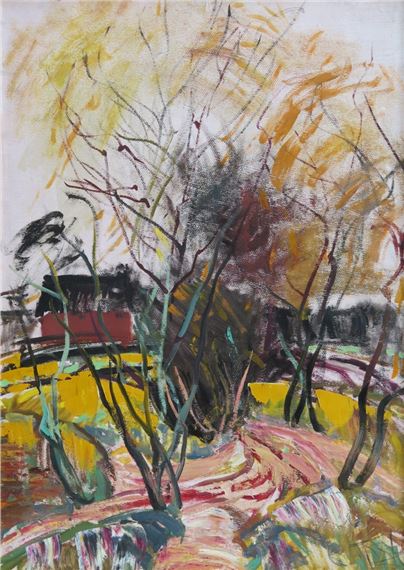 Ainava ar brūno mājiņu by Jānis Pauļuks