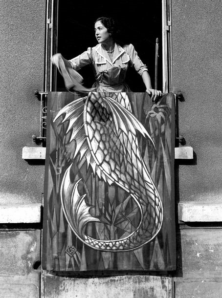 Woman at her window by René Maltête, 1948