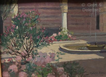 The patio by Mathilde Arbey, dated 1931