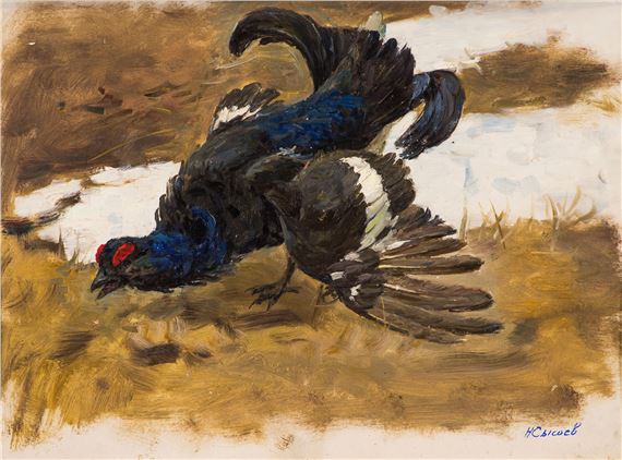 Grouse on mating call by Nicolai Sysoev, 1989.