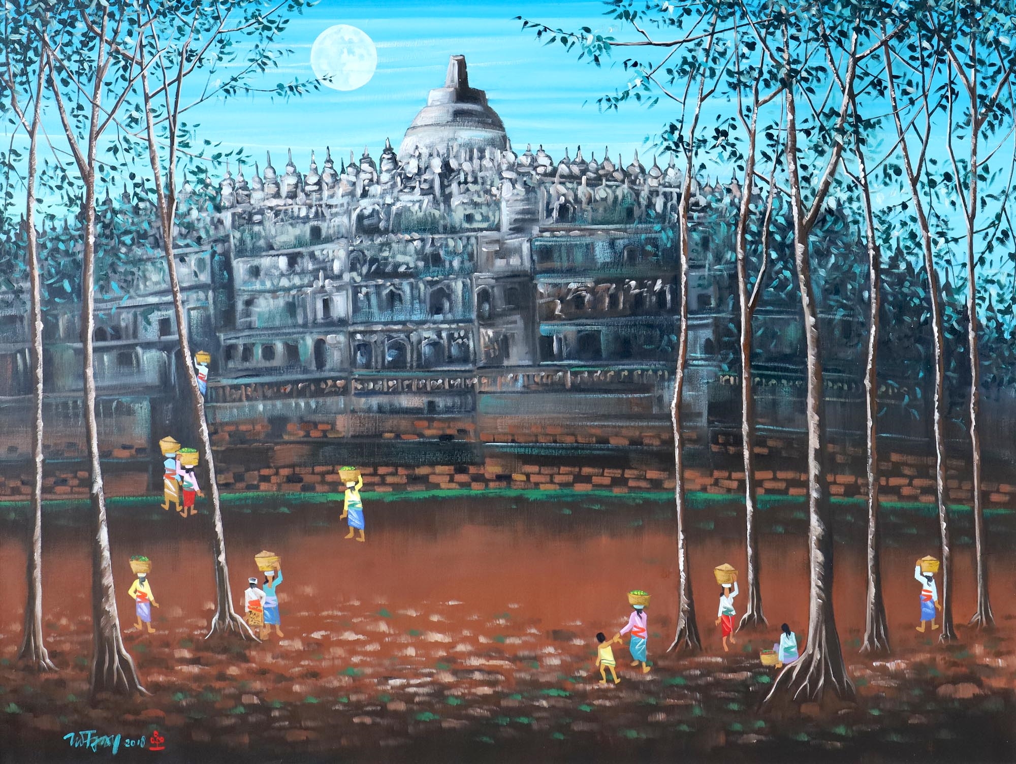 Artwork by Tio Tjay, Borobudur, Made of Oil on canvas