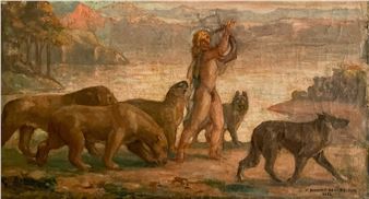 Figure with Lyre Among Lions and Wolves - Joubert de La Mothe