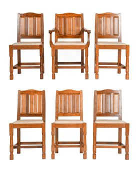 Foxman: Don Craven (Boroughbridge): A Set of Six (5+1) English Oak Dining Chairs - Don Craven