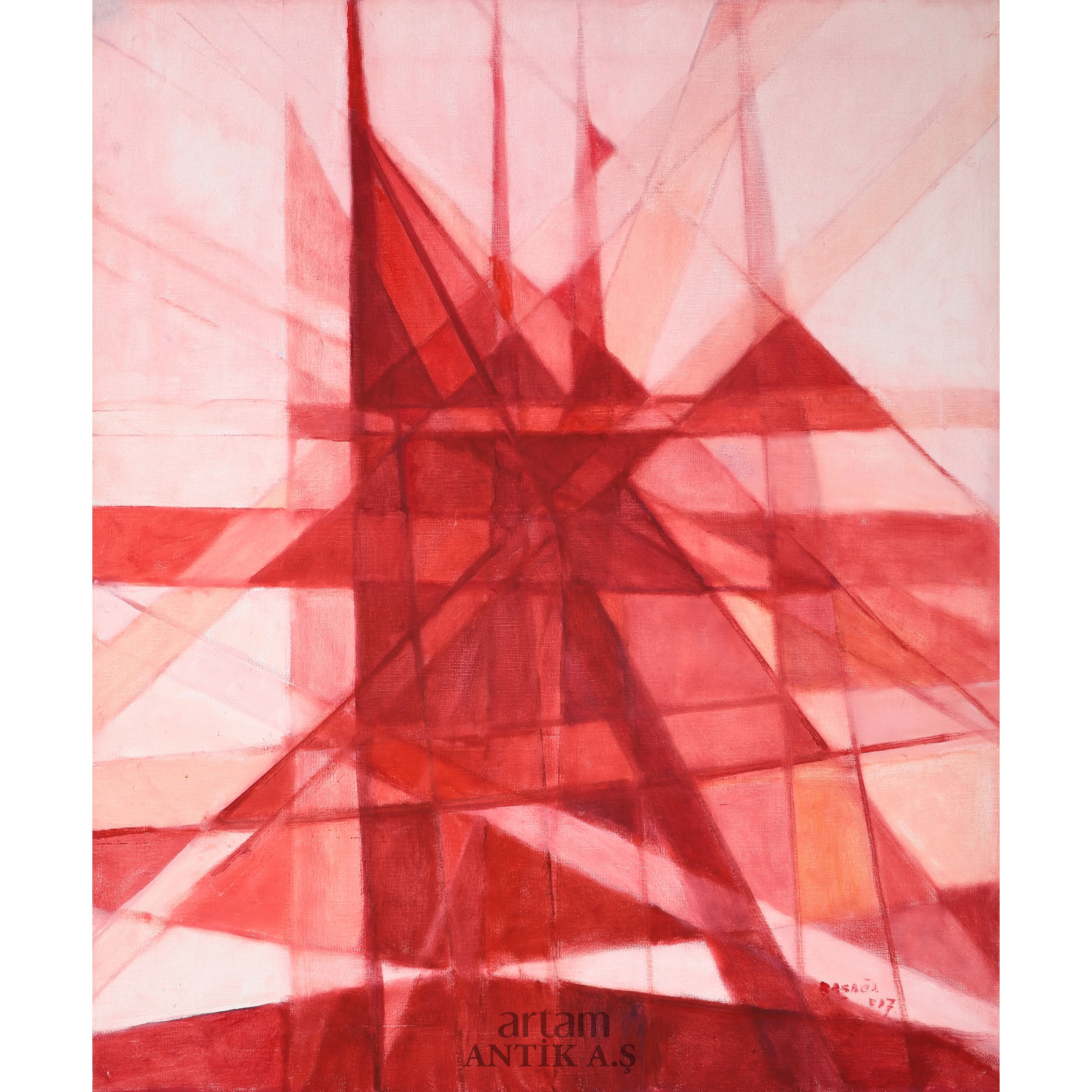 Artwork by Ferruh Başağa, Geometrik Kompozisyon, Made of Oil on canvas