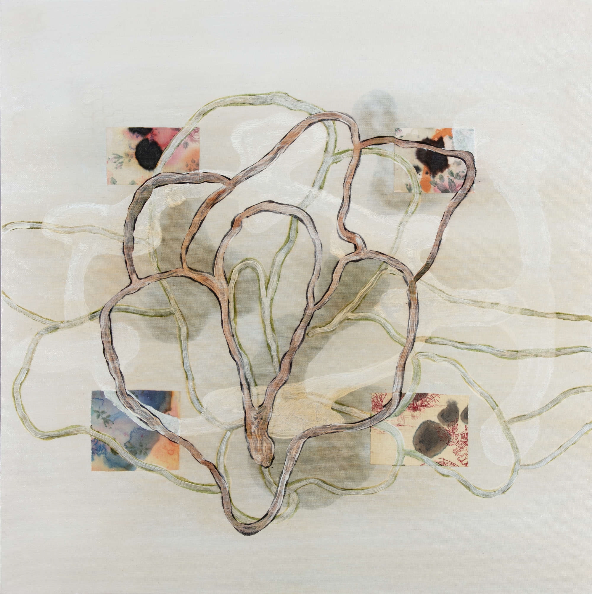 Artwork by Micky Donnelly, Hybrid Series No.4, Made of Oil, acrylic, ink and fabric