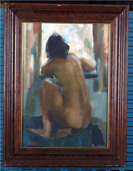 FEMALE NUDE STARING OUT OF THE WINDOW by Clement Serneels, 66
