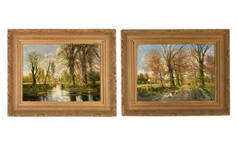 'Boslandschap' en 'Wandelaars' - Jules Martens