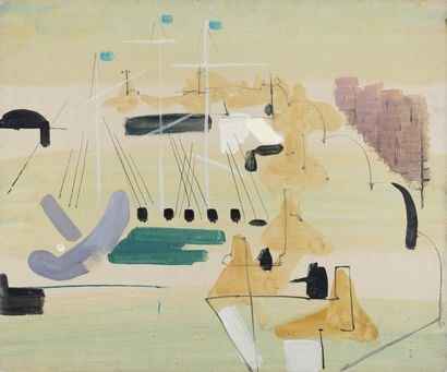 Artwork by Saint-Maur, Composition on yellow background Oil on canvas, Made of oil on canvas