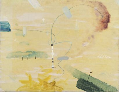 Composition on cream background Oil on canvas