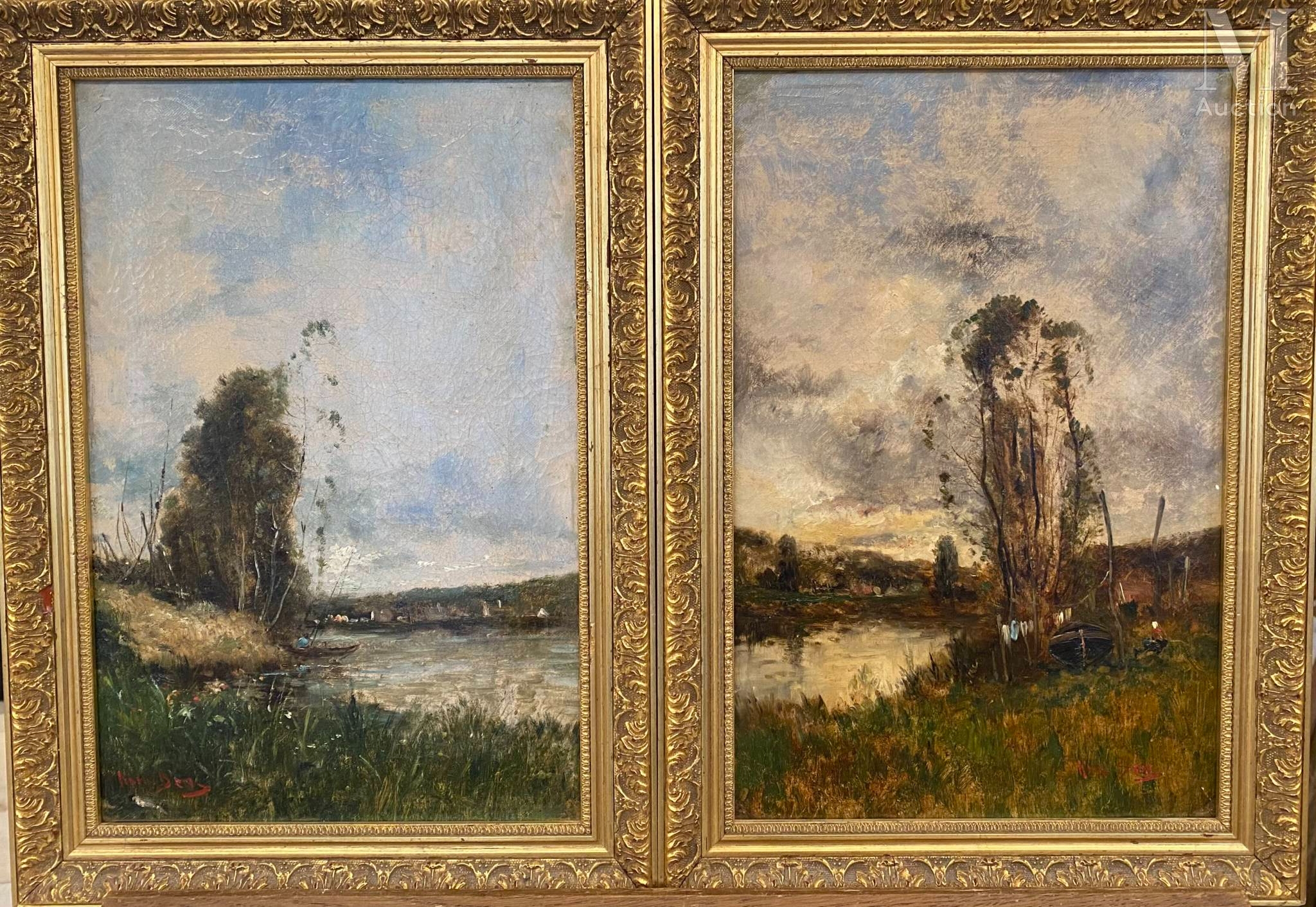 Artwork by Karl Ben, Paysages en bord de rivière, Made of oils on canvas