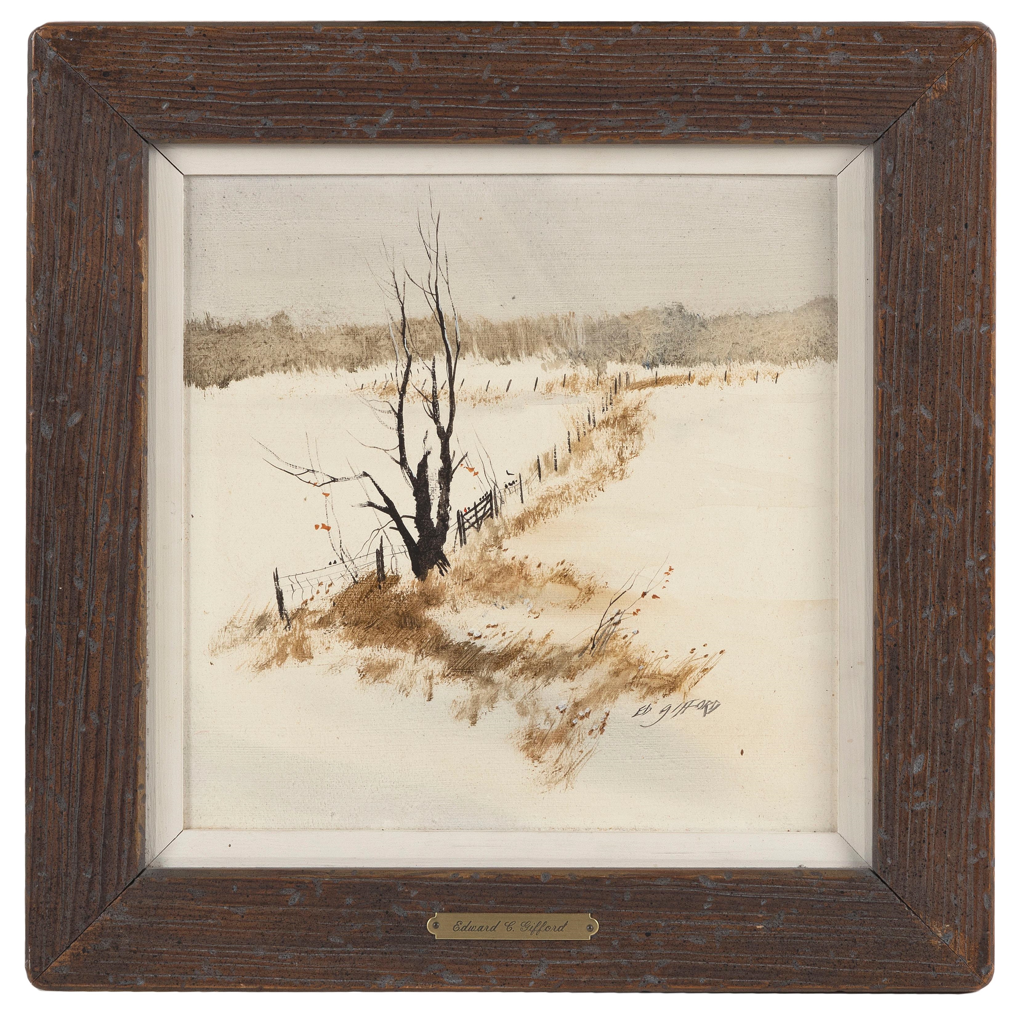 Artwork by Edward C. Gifford, Winter landscape., Made of Acrylic on masonite