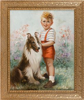 A child and dog. - Florence A. Kroger
