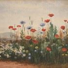 Poppies and other Wild Flowers in an Irish Landscape by Andrew Nicholl