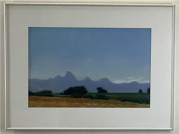 Landscape with mountain range in the distance by Bruce Park