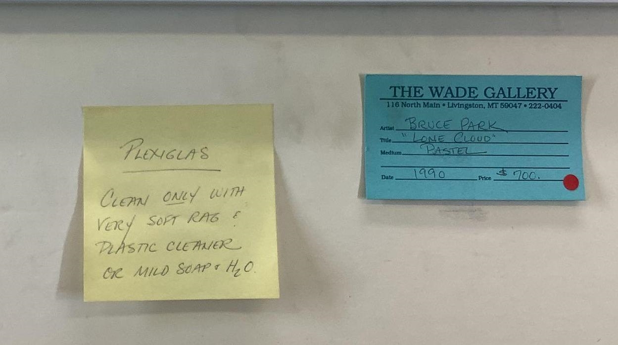 Artwork by Bruce Park, SDLR '90 and titled en verso "Lone Cloud", Made of Pastel