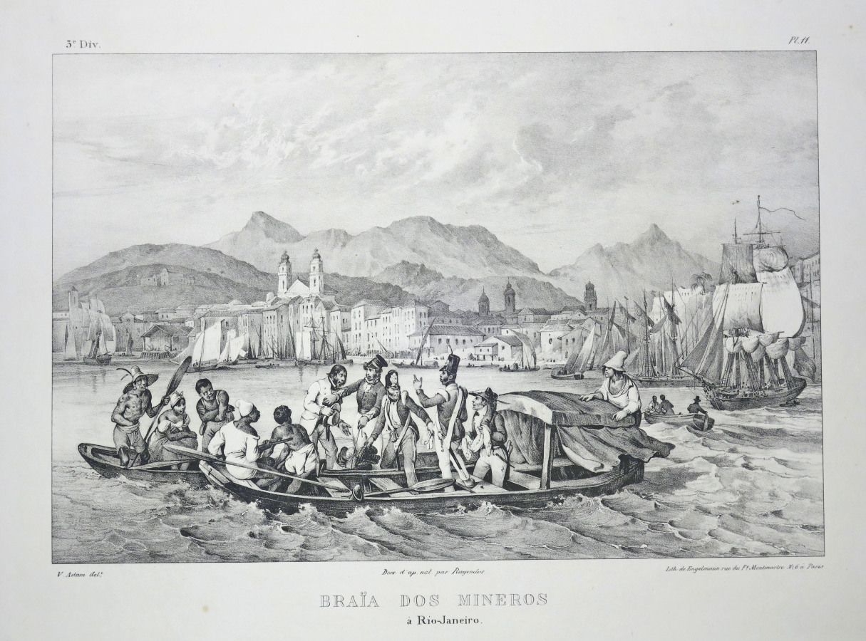 Artwork by Johann Moritz Rugendas, Victor Adam, BRAIA DOS MINEROS à RIO DE JANEIRO, Made of Lithograph on vellum paper