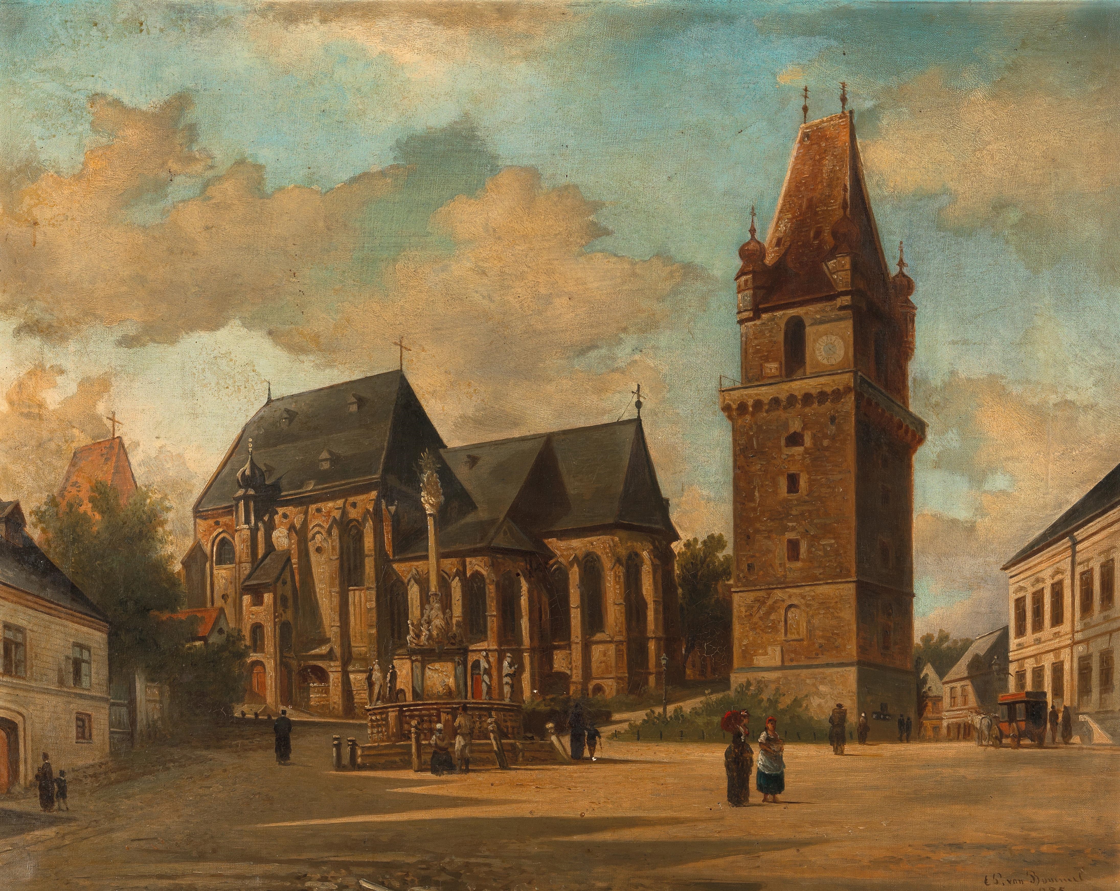 Artwork by Elias Pieter van Bommel, Die Augustinerkirche in Perchtoldsdorf bei Wien, Made of oil on canvas