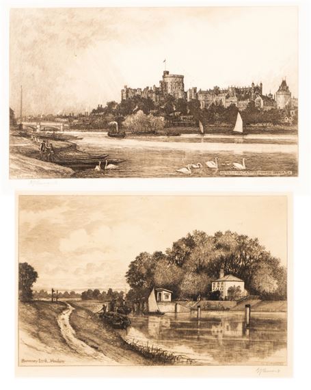 Edward Burrow | a pair of engravings depicting Bovney Lock | MutualArt