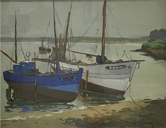 Deux voiliers by Marcel Le Doare, 1956
