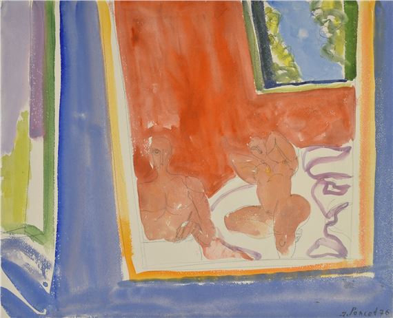 The artist and his model by Jacques Poncet, 1976