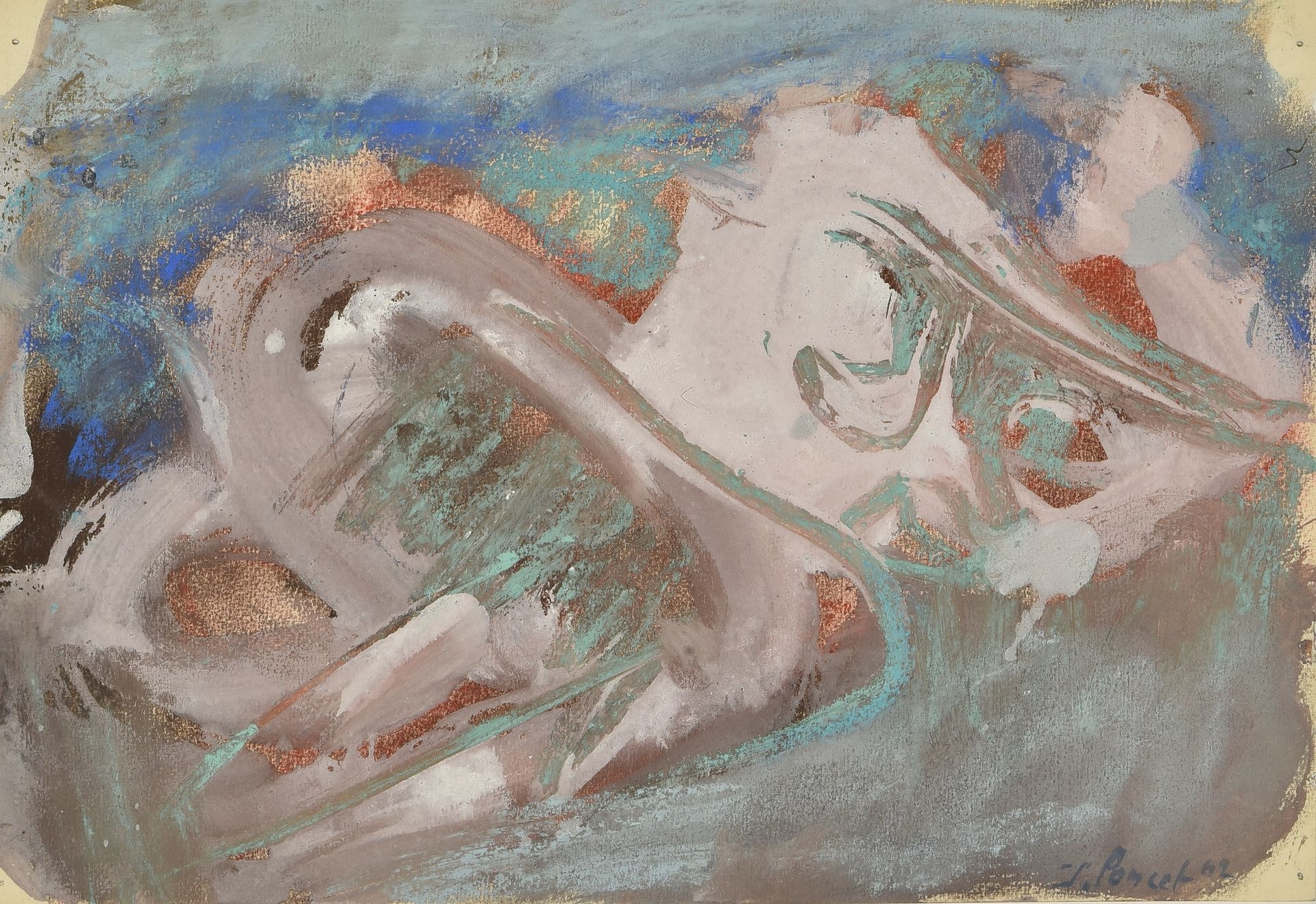 Artwork by Jacques Poncet, Nude, Made of Gouache on paper mounted on Canson paper