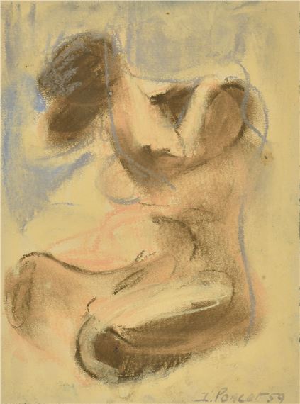 Nude with her headdress by Jacques Poncet, 1959