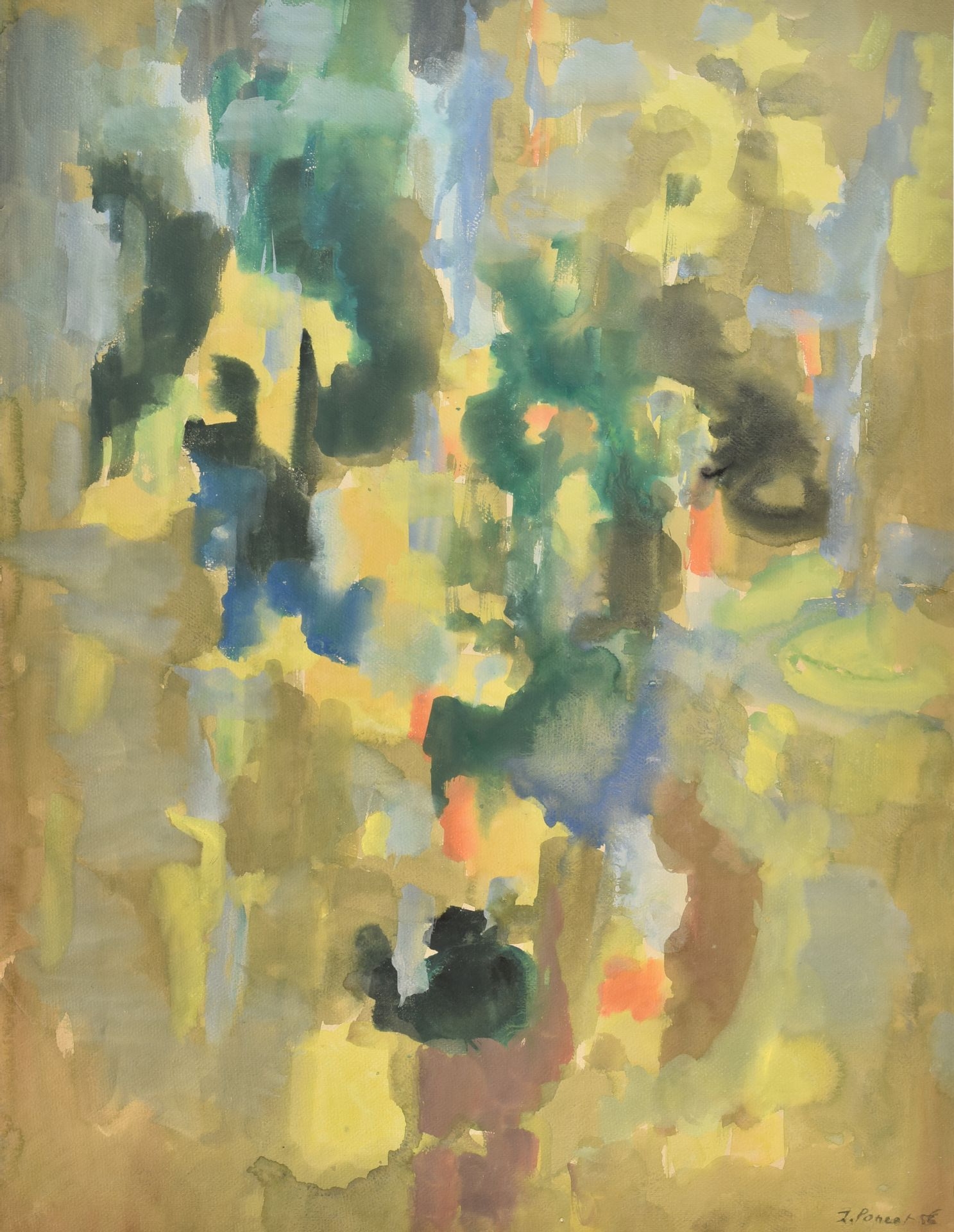 Artwork by Jacques Poncet, Composition, Made of Gouache on paper mounted on Arches