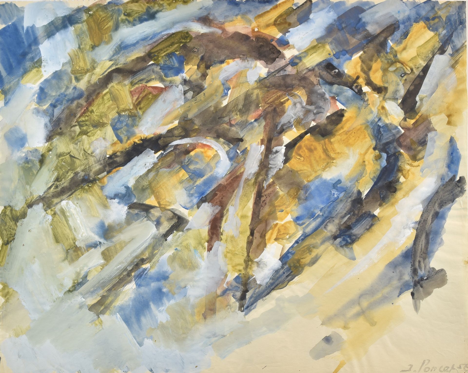 Artwork by Jacques Poncet, Composition, Made of Mixed media on paper mounted on Canson paper