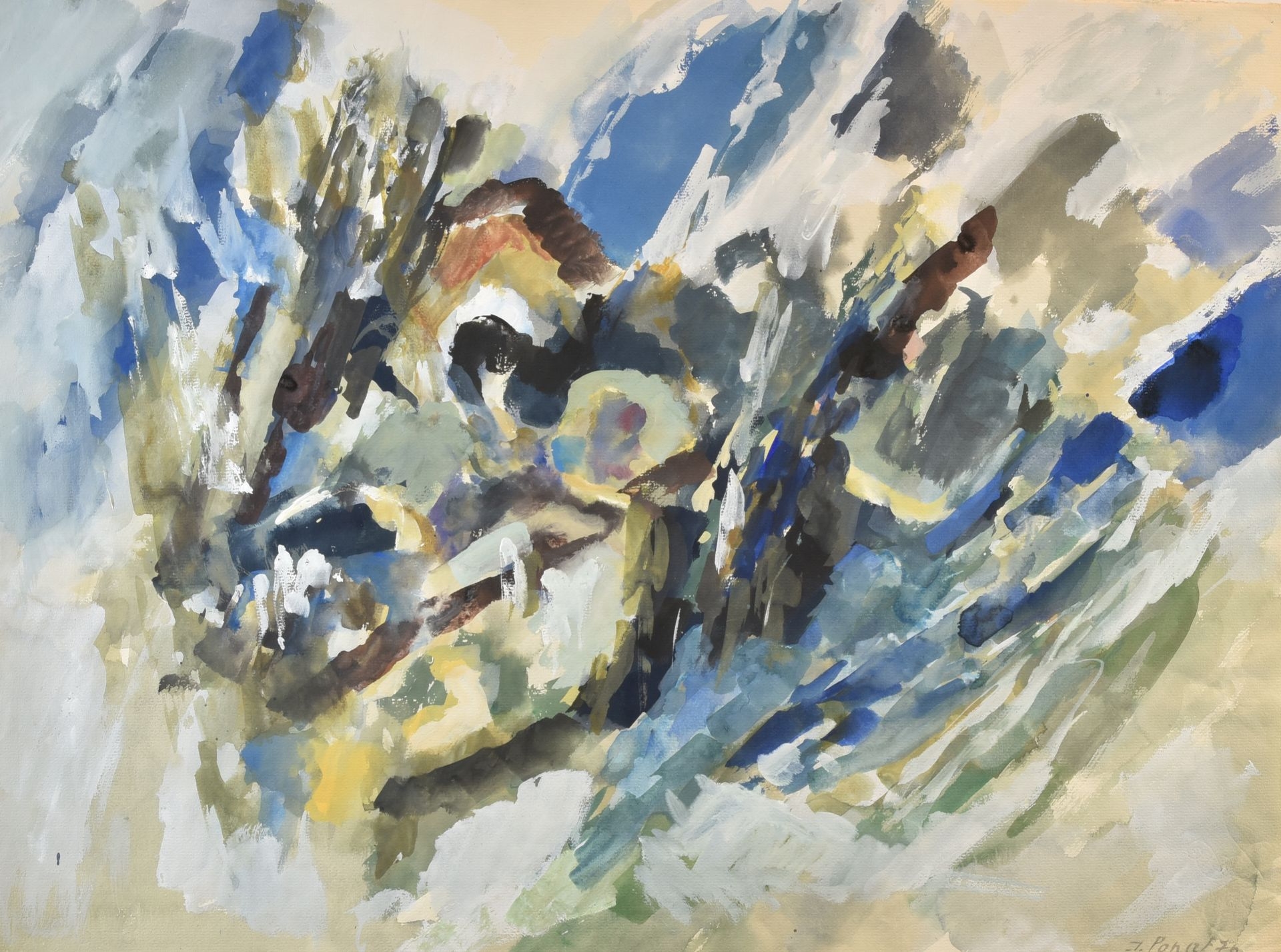 Artwork by Jacques Poncet, Composition, Made of Gouache on paper mounted on Canson paper