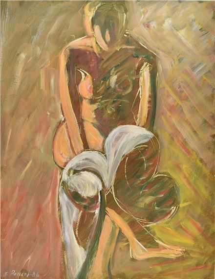 Nude sitting in front