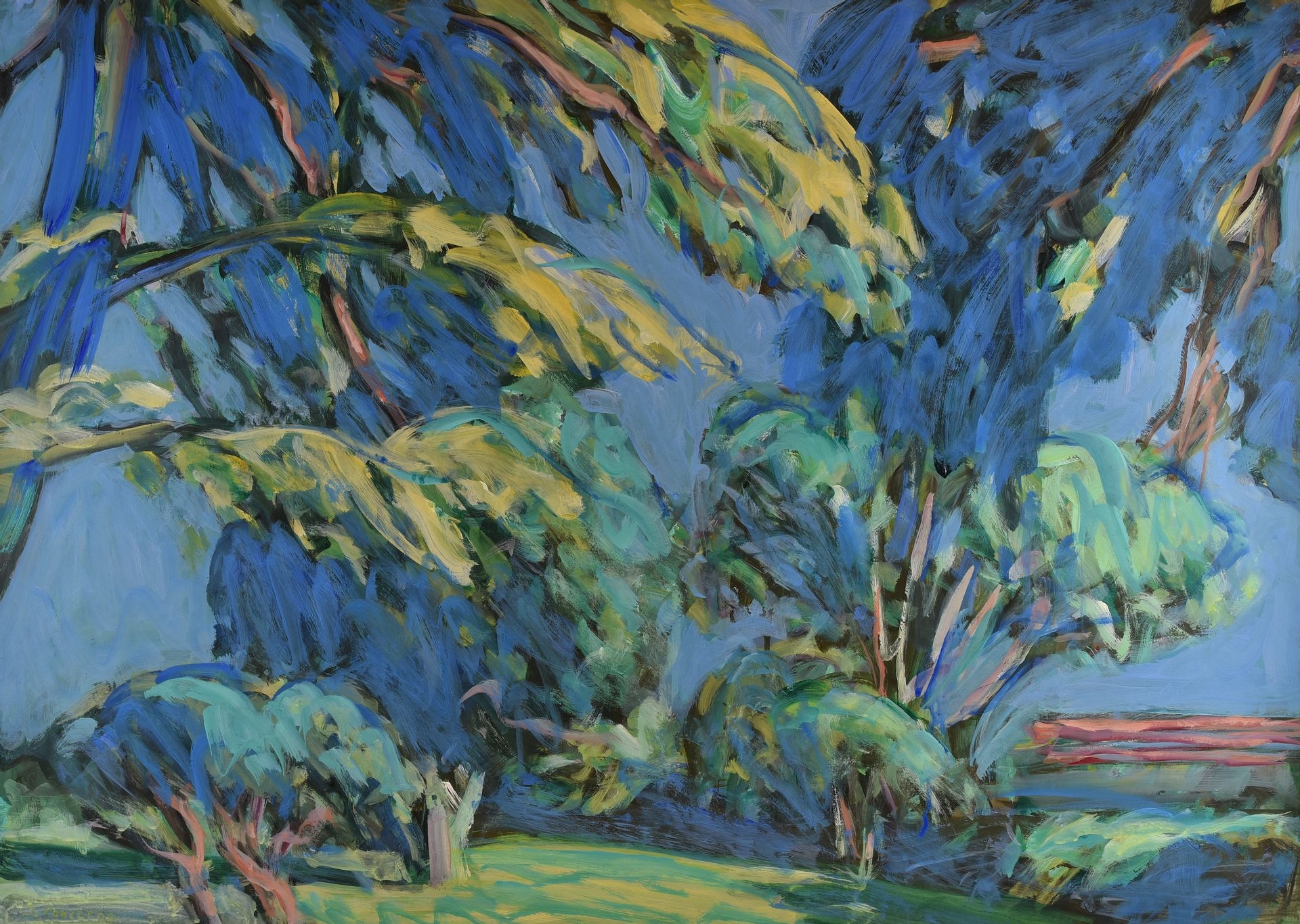 Artwork by Jacques Poncet, The Trees, Made of Gouache on paper mounted on Canson