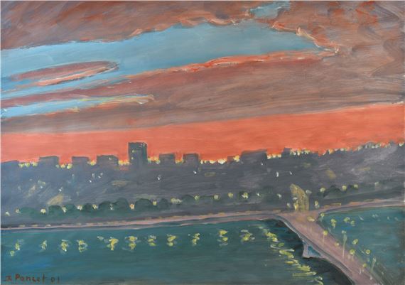 The city, evening on the bridge