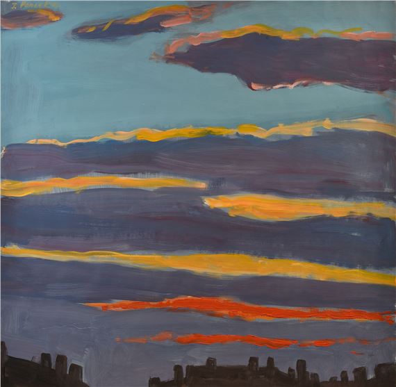 The roofs, red clouds by Jacques Poncet, 2001