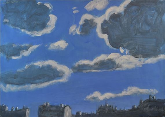 Rooftops, blue sky by Jacques Poncet, 2001