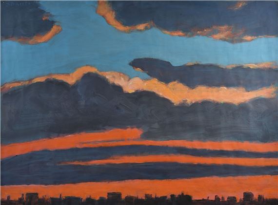 Rooftops, sky ablaze by Jacques Poncet, 2001