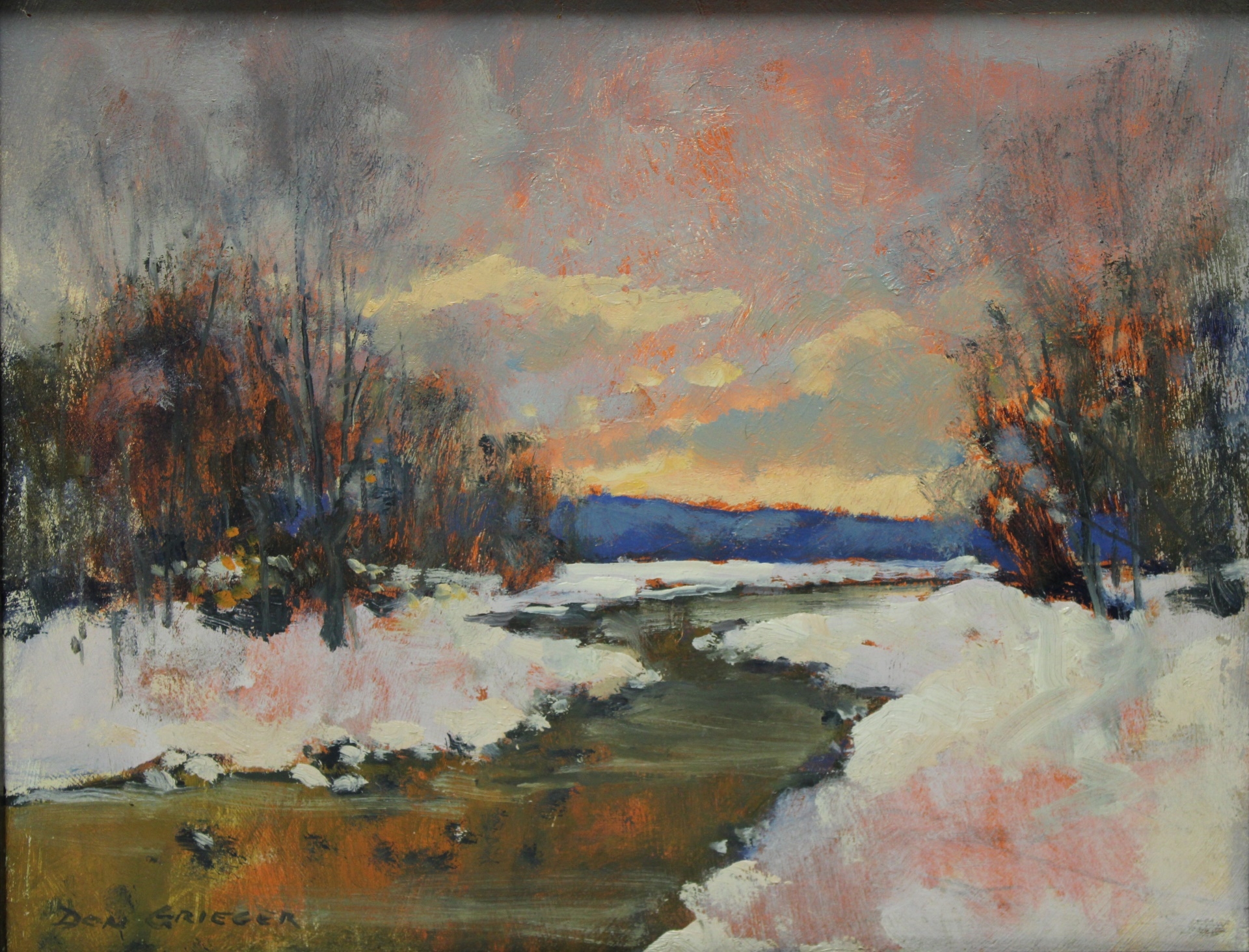 Artwork by Don Grieger, Snow Scene, Made of Oil On Board