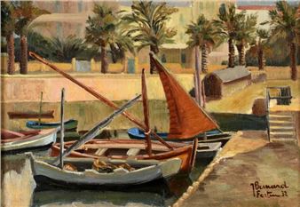 Łódki w prowansalskim porcie - Jeanne Besnard-Fortin