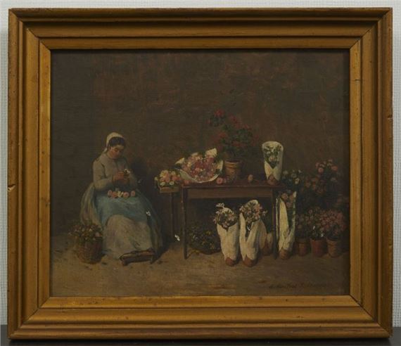 La petite marchande de fleurs by Adolphe Théodore Jules Martial Potemont