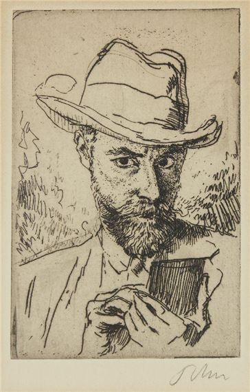 Augustus Edwin John | 'Self Portrait in Hat Sketching' | MutualArt