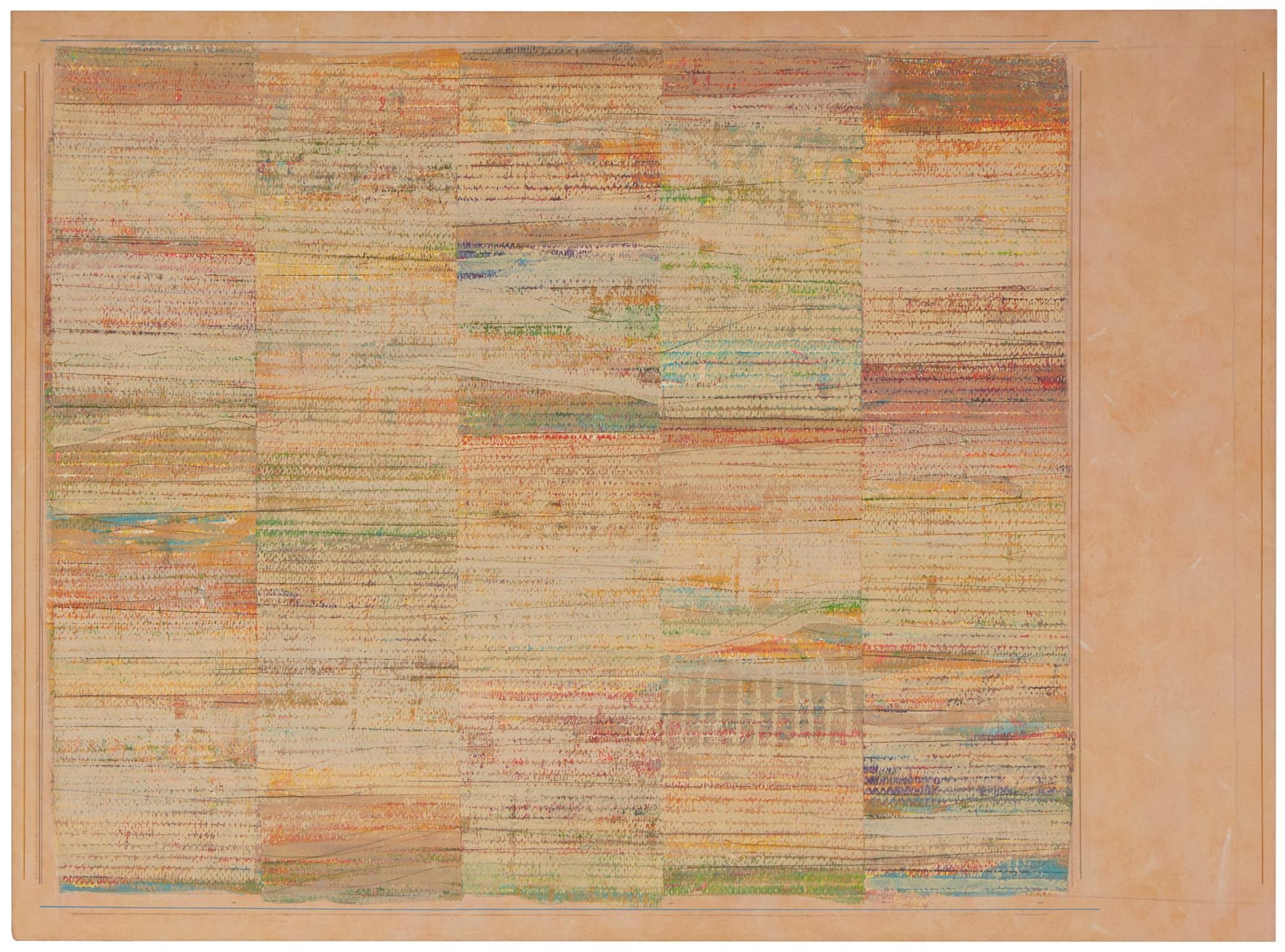 Artwork by Philip Edward Mullen, "Lyn's Ochre Circus,", Made of Acrylic and graphite on canvas