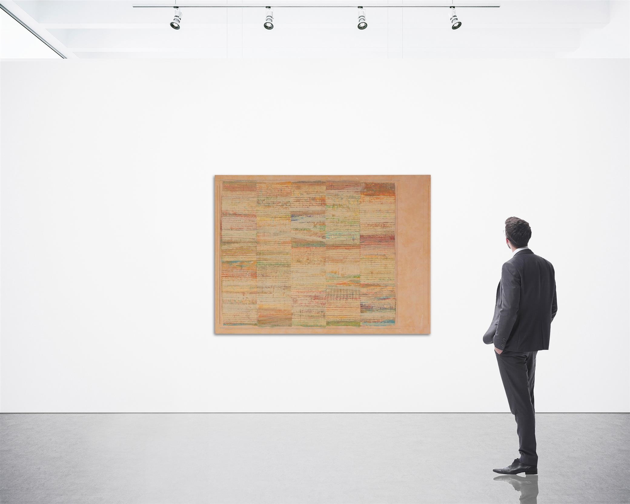 Artwork by Philip Edward Mullen, "Lyn's Ochre Circus,", Made of Acrylic and graphite on canvas