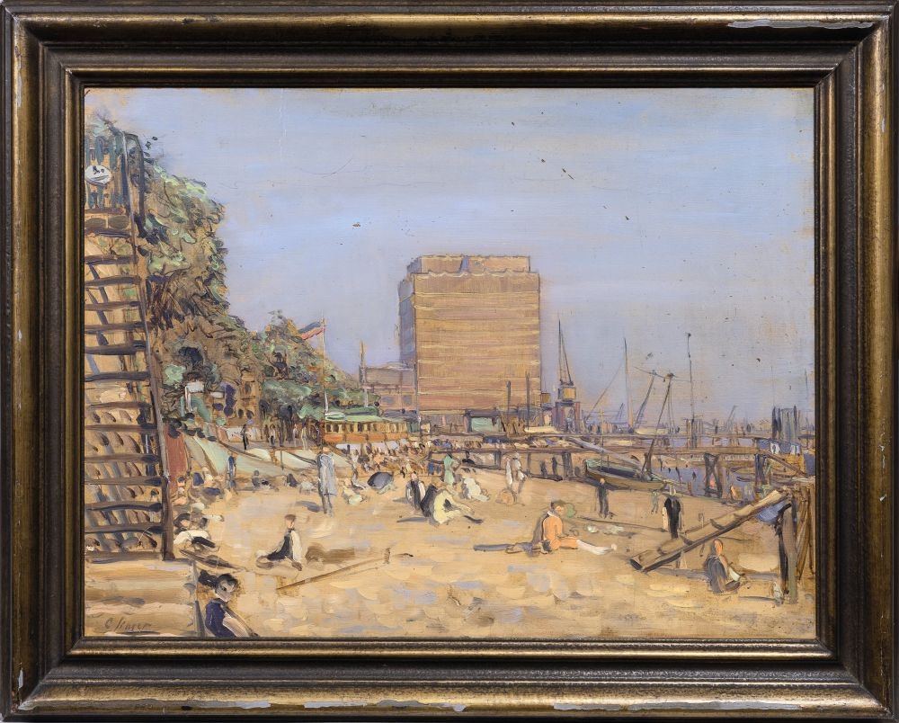 Artwork by Curt Singer, Övelgönne, Made of Oil/ cardboard