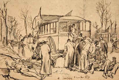 Artwork by Auguste Lançon, The Ambulance, Made of Pen and brown ink