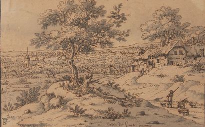 Pen and brown ink, grey wash. by Josua de Grave