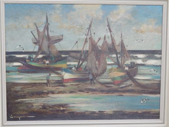 Crab fishermen by Erich Stapel, 1967