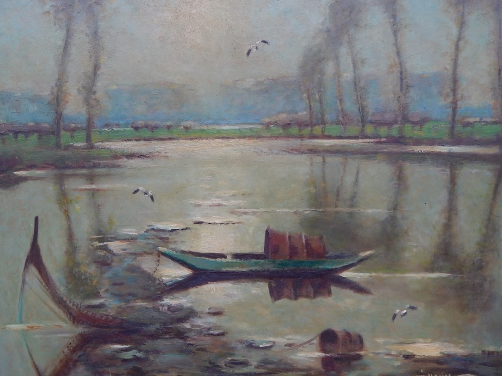 Artwork by Erich Stapel, On the Altrhein near Xanten, Made of Oil on hardboard