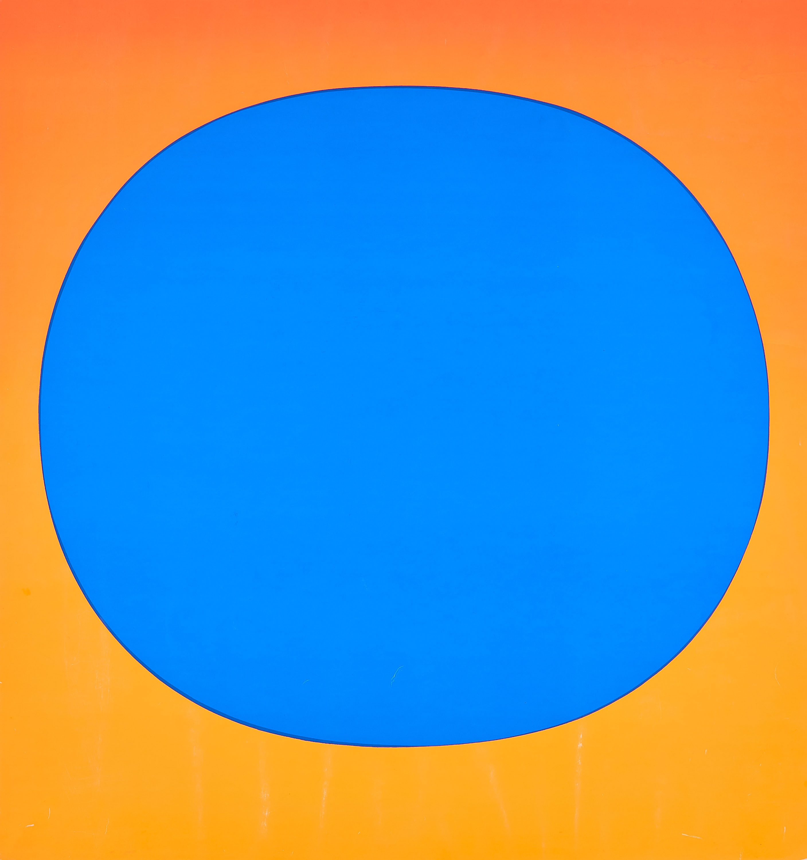 blauer Kreis auf rot bis rot-orange. by Rupprecht Geiger, 1968